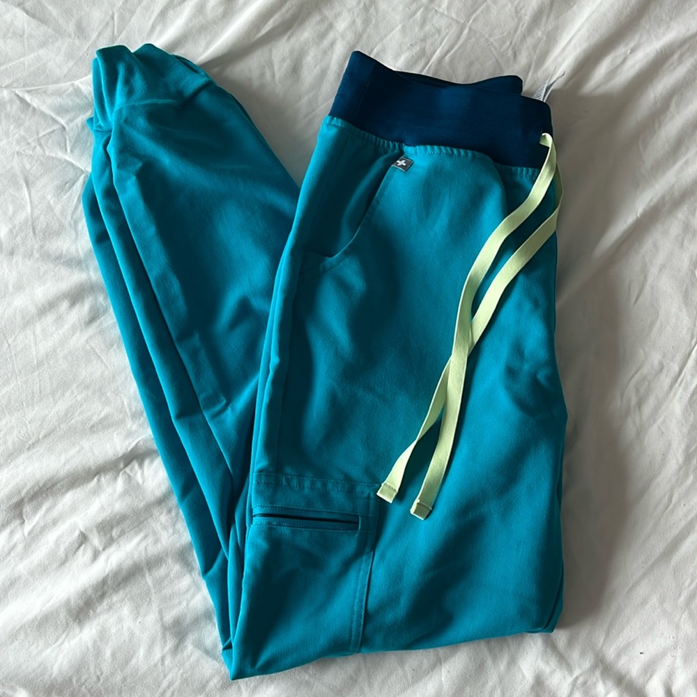 Figs teal blue joggers, size small